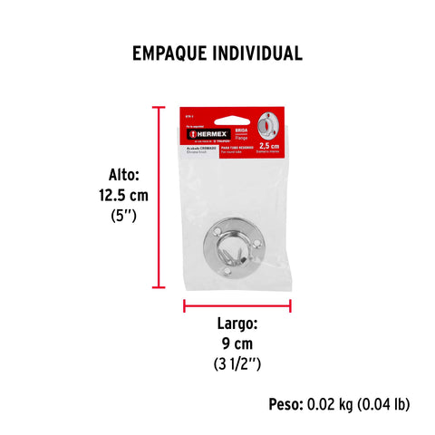 Brida cromada para tubo redondo de clóset, HERMEX | BTR-3 | 48975