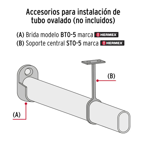 Tubo ovalado para clóset, 3.0 m, acero cromado, HERMEX | TO-530 | 48977