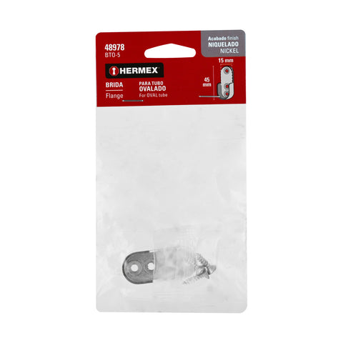 Brida niquelada para tubo ovalado de clóset, HERMEX | BTO-5 | 48978