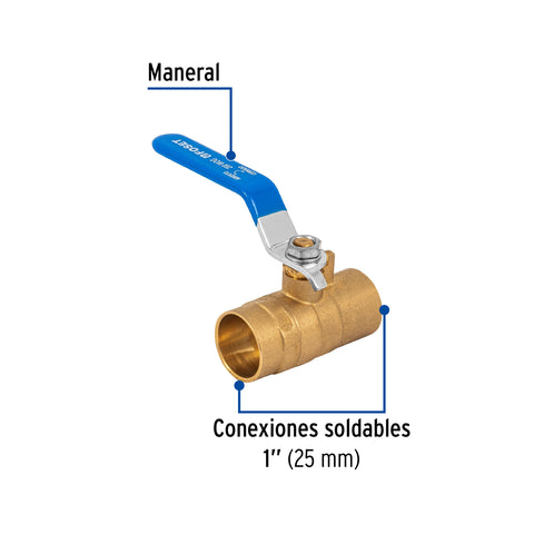 Válvula de esfera de latón, soldable 1', FOSET | ESSO-1 | 49008