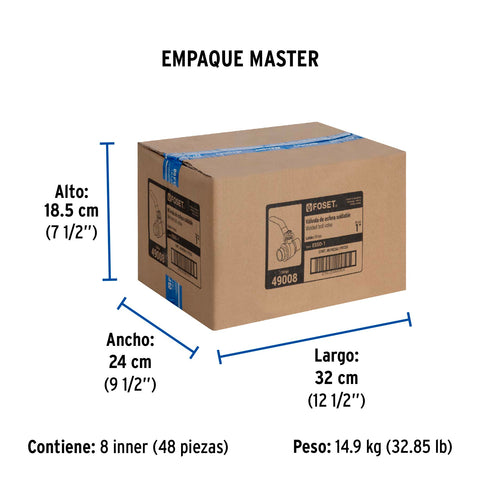 Válvula de esfera de latón, soldable 1', FOSET | ESSO-1 | 49008