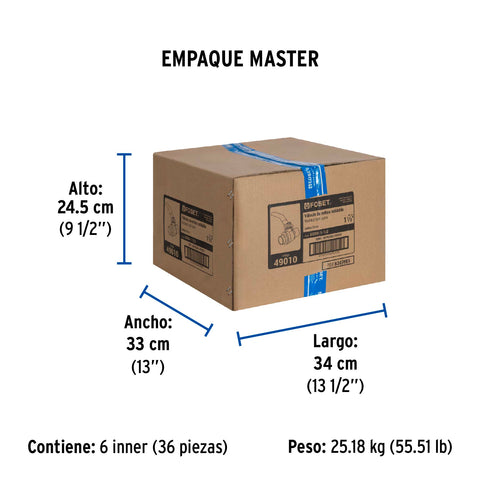 Válvula de esfera de latón, soldable 1-1/2', FOSET | ESSO-1-1/2 | 49010