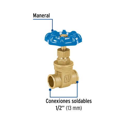 Válvula de compuerta de latón soldable de 1/2', FOSET | COSO-1/2 | 49023
