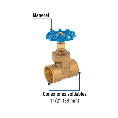 Válvula de compuerta de latón soldable de 1 1/2', FOSET | COSO-1-1/2 | 49027