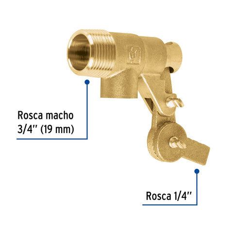 Válvula de flotador de latón 3/4', FOSET | VAFLO-3/4 | 49035