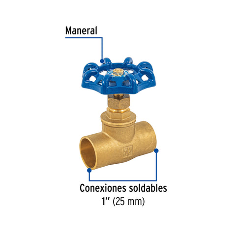 Válvula de globo de latón, soldable de 1', FOSET | GLSO-1 | 49042