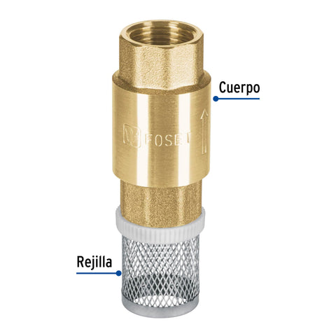 Pichancha tipo check de latón inoxidable 1/2', FOSET | PICHA-1/2X | 49061