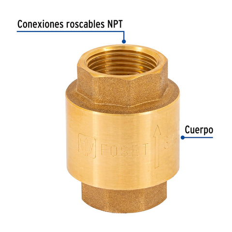 Válvula de retención de latón de 3/4', FOSET | VARE-3/4 | 49066