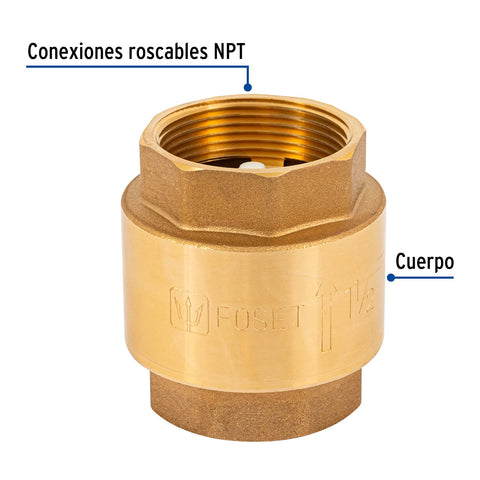Válvula de retención de latón 1-1/2', FOSET | VARE-1-1/2 | 49069