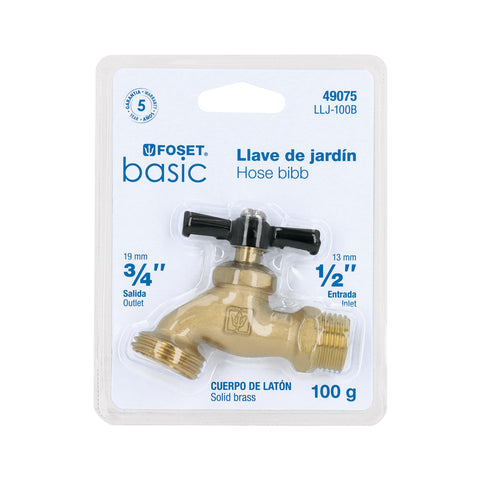 Llave p/manguera, de latón, 100g, 1/2', blíster, BASIC | LLJ-100B | 49075