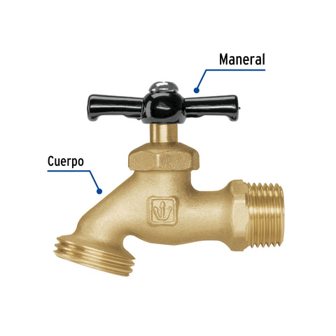 Llave p/manguera, de latón, 100g, 1/2', blíster, BASIC | LLJ-100B | 49075