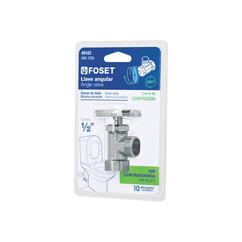 Llave angular 1/2', multivuelta, roscable, blíster, FOSET | ANG-02BL | 49103