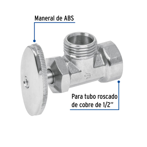 Llave angular 1/2', multivuelta, roscable, FOSET | ANG-02 | 49112