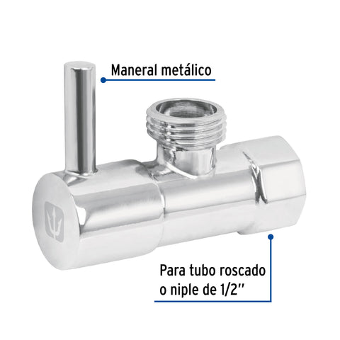 Llave angular 1/2',1/4 de vuelta, roscable, maneral palanca | ANG-05BL | 49114