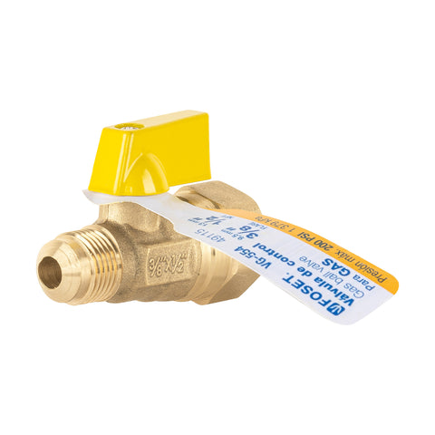 Válvula de control de latón para gas, 3/8' x 1/2', FOSET | VG-554 | 49115