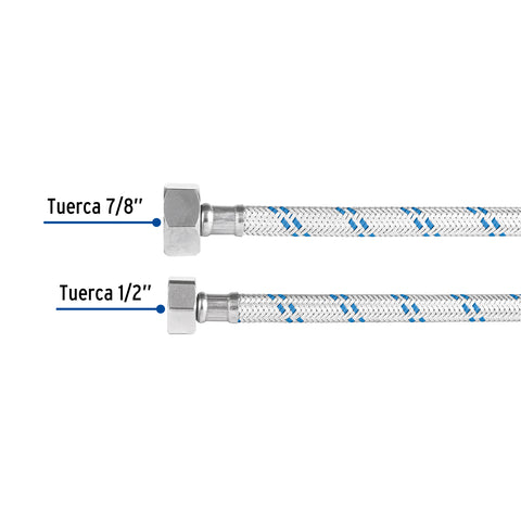 Manguera p/WC, aluminio, 1/2' x 7/8', 35 cm, FOSET | FWC-35 | 49125