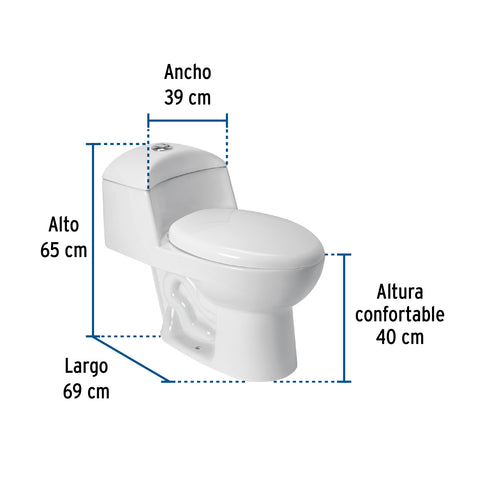 Sanitario one piece alargado de porcelana, blanco, FOSET | MUBA-45OB | 49135