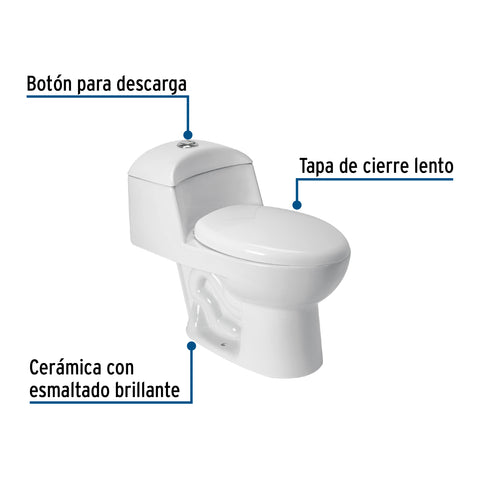 Sanitario one piece alargado de porcelana, blanco, FOSET | MUBA-45OB | 49135