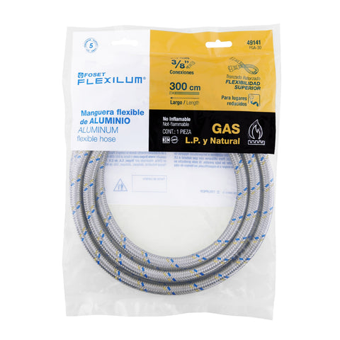 Manguera para gas, aluminio, 3/8' flare, 300 cm, FOSET | FGA-30 | 49141