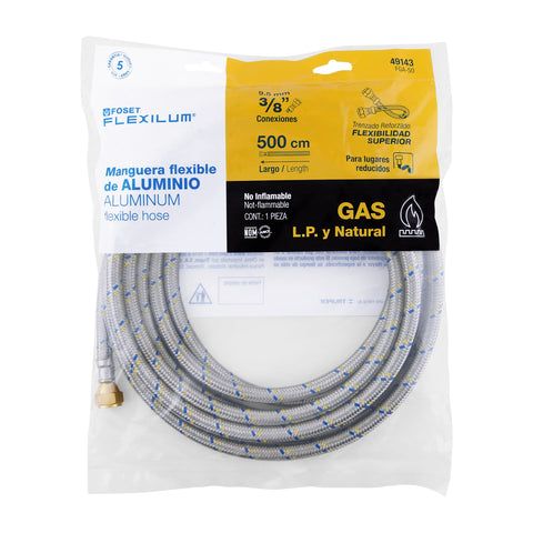 Manguera para gas, aluminio, 3/8' flare, 500 cm, FOSET | FGA-50 | 49143