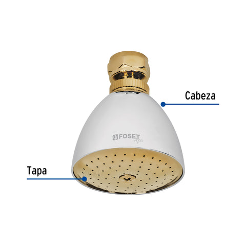 Regadera cónica 2-1/2', metálica, sin brazo, cromo-oro, AQUA | R-509SG | 49148