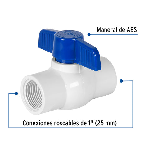 Válvula esfera de PVC 1' roscable, FOSET | PVC-ES-1R | 49152