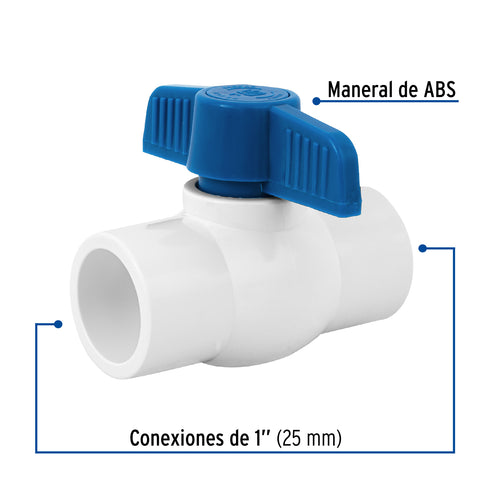 Válvula de esfera de PVC 1' para cementar, FOSET | PVC-ES-1 | 49158