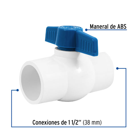 Válvula de esfera de PVC 1 1/2' para cementar, FOSET | PVC-ES-1-1/2 | 49160