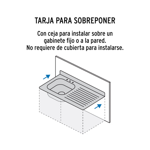 Tarja de sobreponer 80 x 50 cm tina izquierda, FOSET | TA-850I | 49165