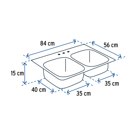 Tarja de empotrar 84 x 56 cm doble tina, FOSET | TA-842T | 49174