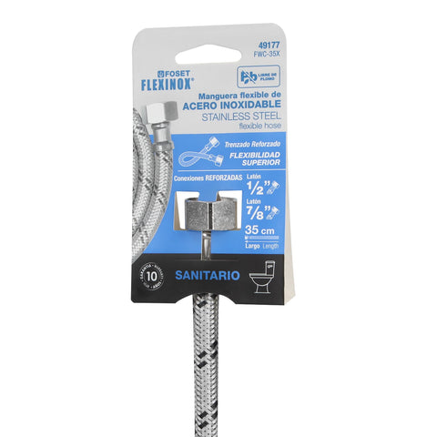 Manguera p/WC, acero inox, 1/2'x7/8', 35 cm | FWC-35X | 49177