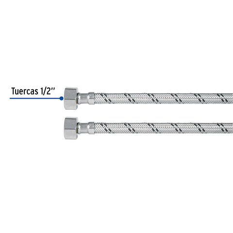 Manguera lavabo/fregadero, acero inox, 1/2' x 1/2', 40 cm | FLA-40X | 49179