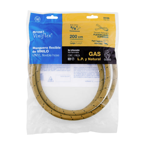 Manguera para gas, vinilo, 3/8' flare, 200 cm, FOSET | FGA-20V | 49186
