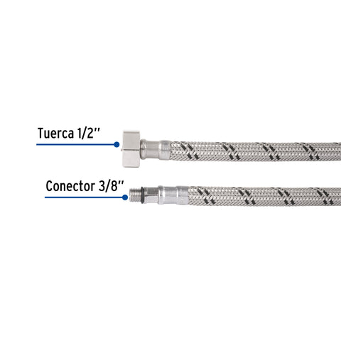 Manguera para monomando, acero inox, 1/2' x 3/8' UNF, 55cm | FMO-3855XS | 49202