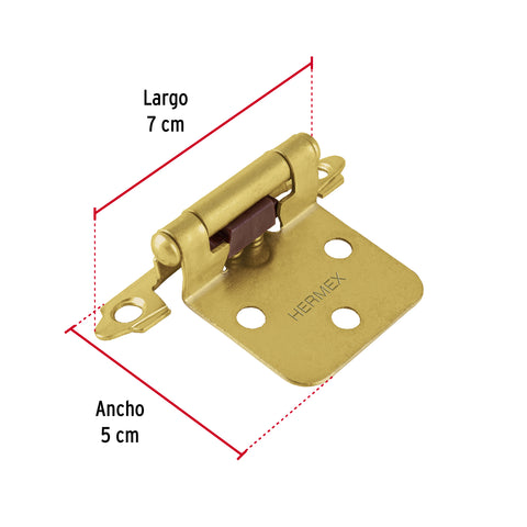 Bolsa con 2 bisagras parche de 7cm, latonado, HERMEX | BIPA-71 | 49205