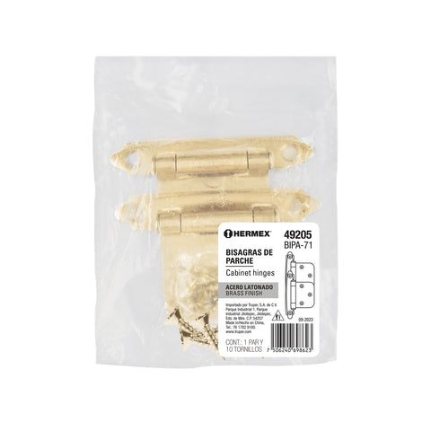 Bolsa con 2 bisagras parche de 7cm, latonado, HERMEX | BIPA-71 | 49205