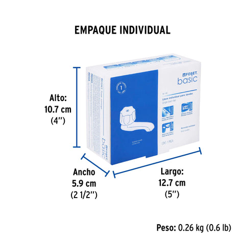 Llave individual para lavabo, maneral metálico, FOSET BASIC | M-142 | 49229