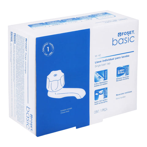 Llave individual para lavabo, maneral metálico, FOSET BASIC | M-142 | 49229