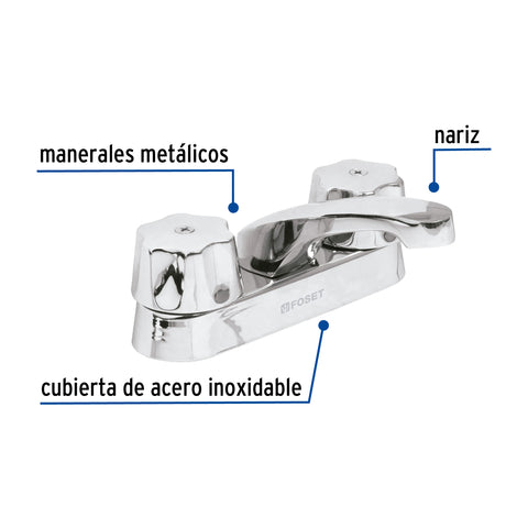 Mezcladora 4' para lavabo, nariz larga, cartucho cerámico | M-048 | 49230