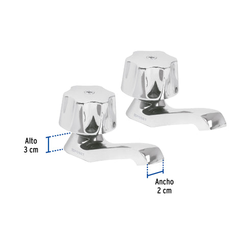 Juego 2 llaves individuales para lavabo, manerales metálicos | M-242 | 49234