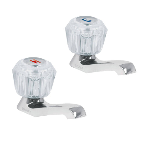 Juego 2 llaves individuales para lavabo, manerales acrílico | M-242A | 49235