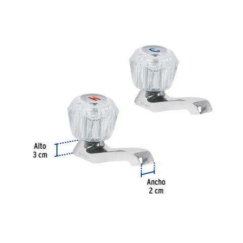 Juego 2 llaves individuales para lavabo, manerales acrílico | M-242A | 49235