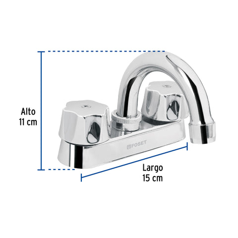 Mezcladora 4' para lavabo, cuello curvo, cartucho cerámico | M-050 | 49236