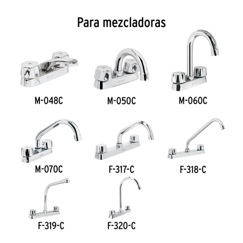 Juego de manerales hex metálicos p/lav-fregadero,cromo BASIC | MM-100 | 49243