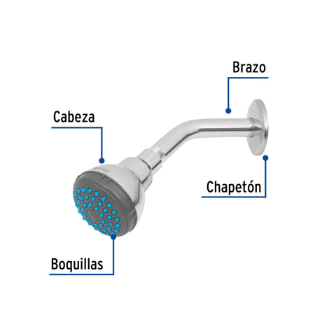 Regadera redonda 2-1/2' brazo y chapetón de acero, BASIC | R-506 | 49245