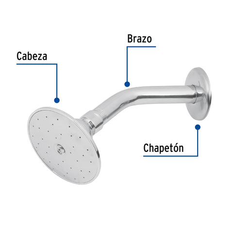 Regadera redonda 3-1/2', metálica,brazo y chapetón, cromo | R-504 | 49247