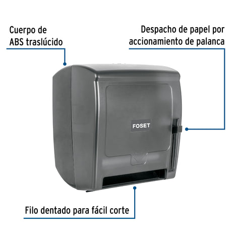 Dispensador de ABS para toalla de papel en rollo,humo, FOSET | ABP-40H | 49274