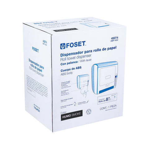 Dispensador de ABS para toalla de papel en rollo,humo, FOSET | ABP-40H | 49274