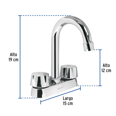 Mezcladora 4' para lavabo, cuello bar, cartucho cerámico | M-060 | 49275