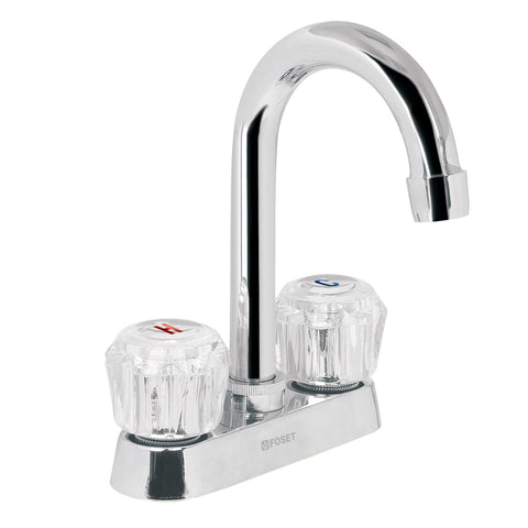 Mezcladora 4' para lavabo, cuello bar, manerales de acrílico | M-060A | 49277